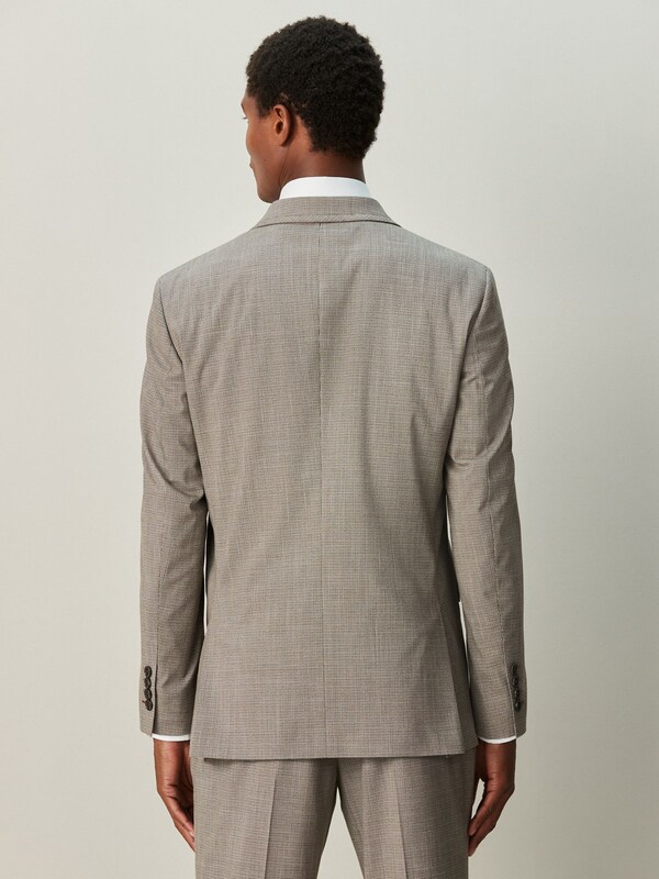 Seraphine Neutral Regular Fit Contrast Fabric Detail Suit Jacket