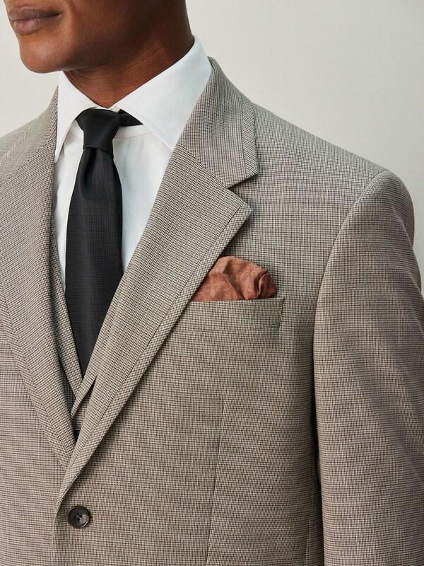 Seraphine Neutral Regular Fit Contrast Fabric Detail Suit Jacket