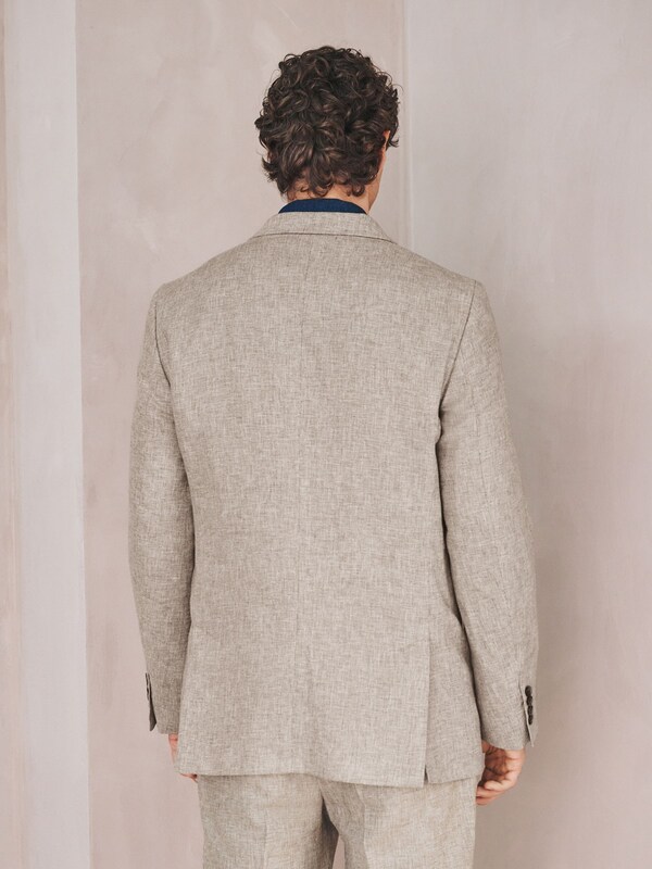 Seraphine Neutral Tailored Fit Linen Blend Texture Suit Jacket