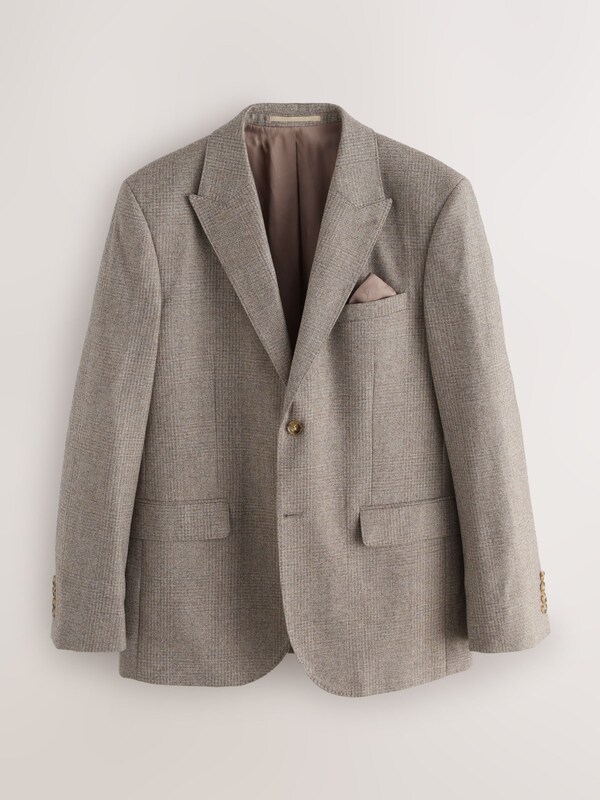 Seraphine Neutral Tailored Fit Signature Marzotto 100% Italian Wool Check Suit Jacket