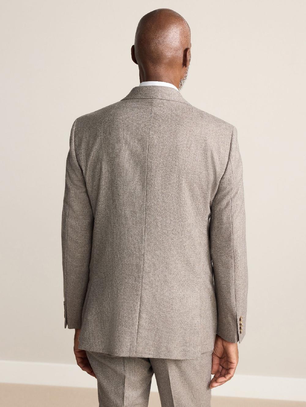 seraphine Neutral Tailored Fit Signature Marzotto 100% Italian Wool Check Suit Jacket