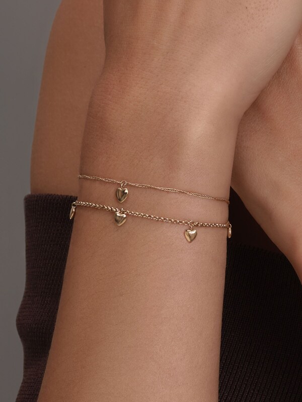 Seraphine Olivia Burton Mini Heart Light Gold Tone IP Double Layered Bracelet