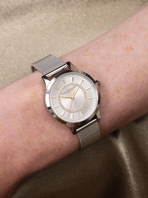 Seraphine Olivia Burton Silver Tone 30mm Wonderlust Stainless Steel Mesh Bracelet Watch