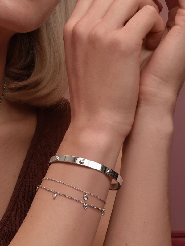 Seraphine Olivia Burton Silver Tone Mini Heart Stainless Steel Bangle
