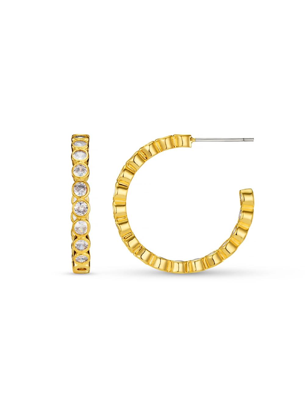 seraphine Orelia London Gold Tone Crystal Tennis Mid Size Hoop Earrings