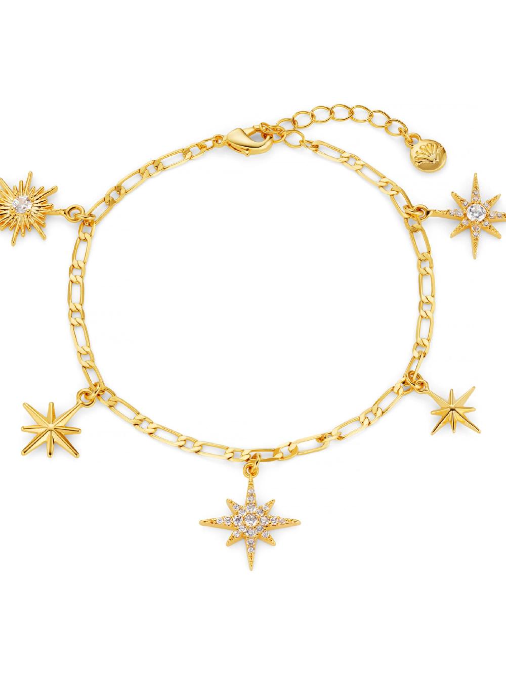 seraphine Orelia London Gold Tone Statement Starburst Charm Bracelet