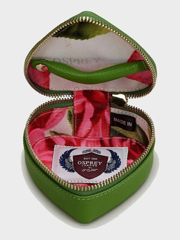 Seraphine Osprey London Apple Green The Tilly Heart Leather Trinket And Keyring Gift Set