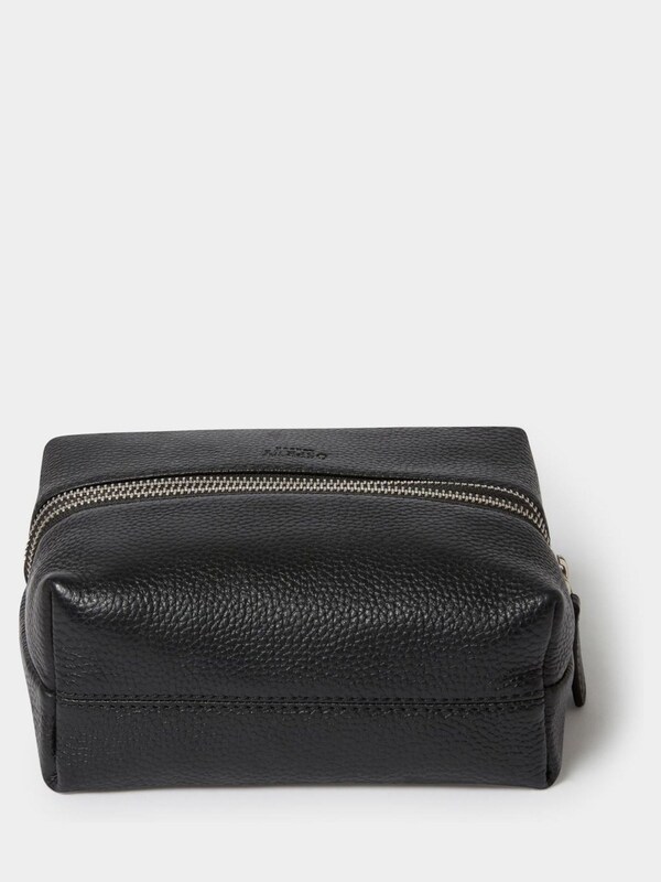 Seraphine Osprey London Black The Double Zip Small Leather Washbag