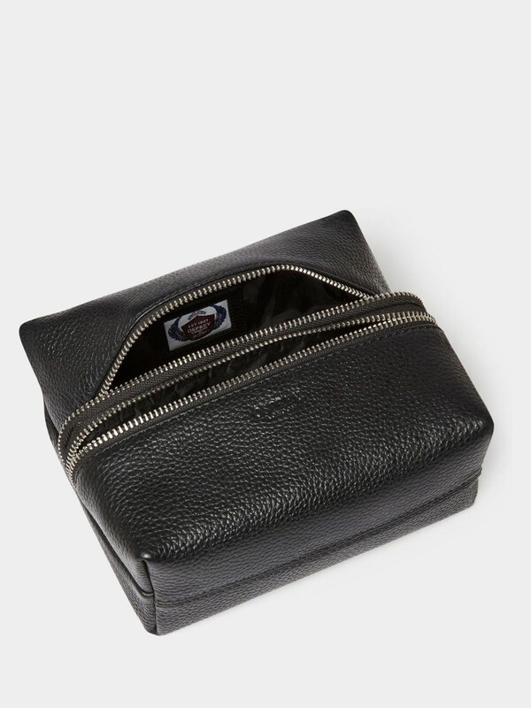 Seraphine Osprey London Black The Double Zip Small Leather Washbag