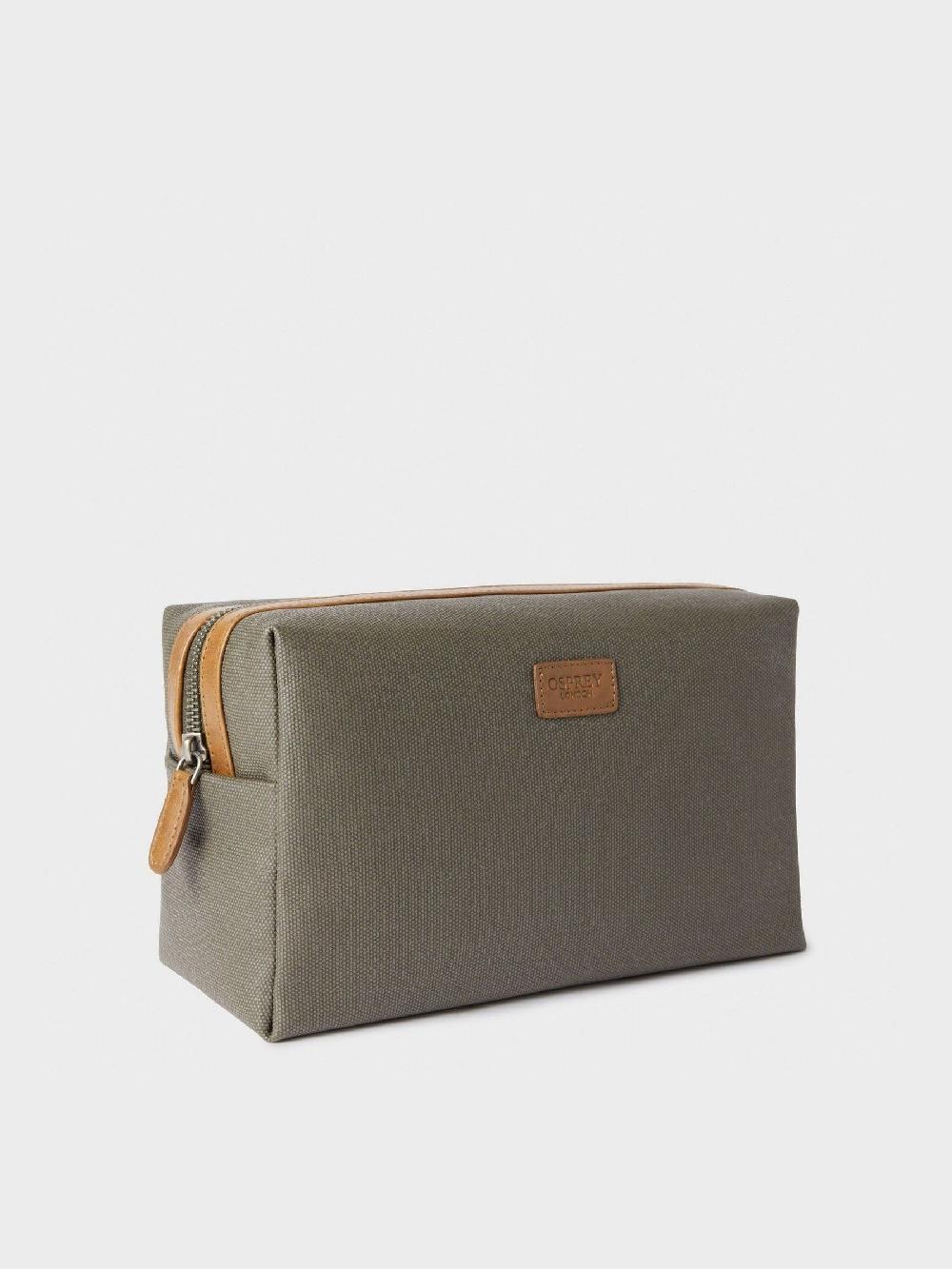 seraphine Osprey London Green The Large Grantham Waxed Canvas & Leather Washbag