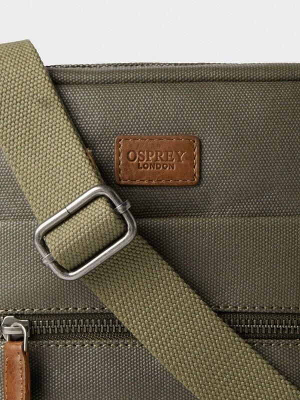 Seraphine Osprey London Green The Small Grantham Waxed Canvas And Leather Messenger Bag