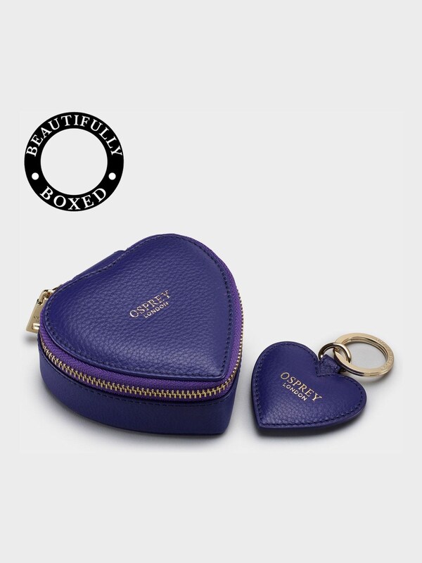 Seraphine Osprey London Purple The Tilly Heart Leather Trinket And Keyring Gift Set