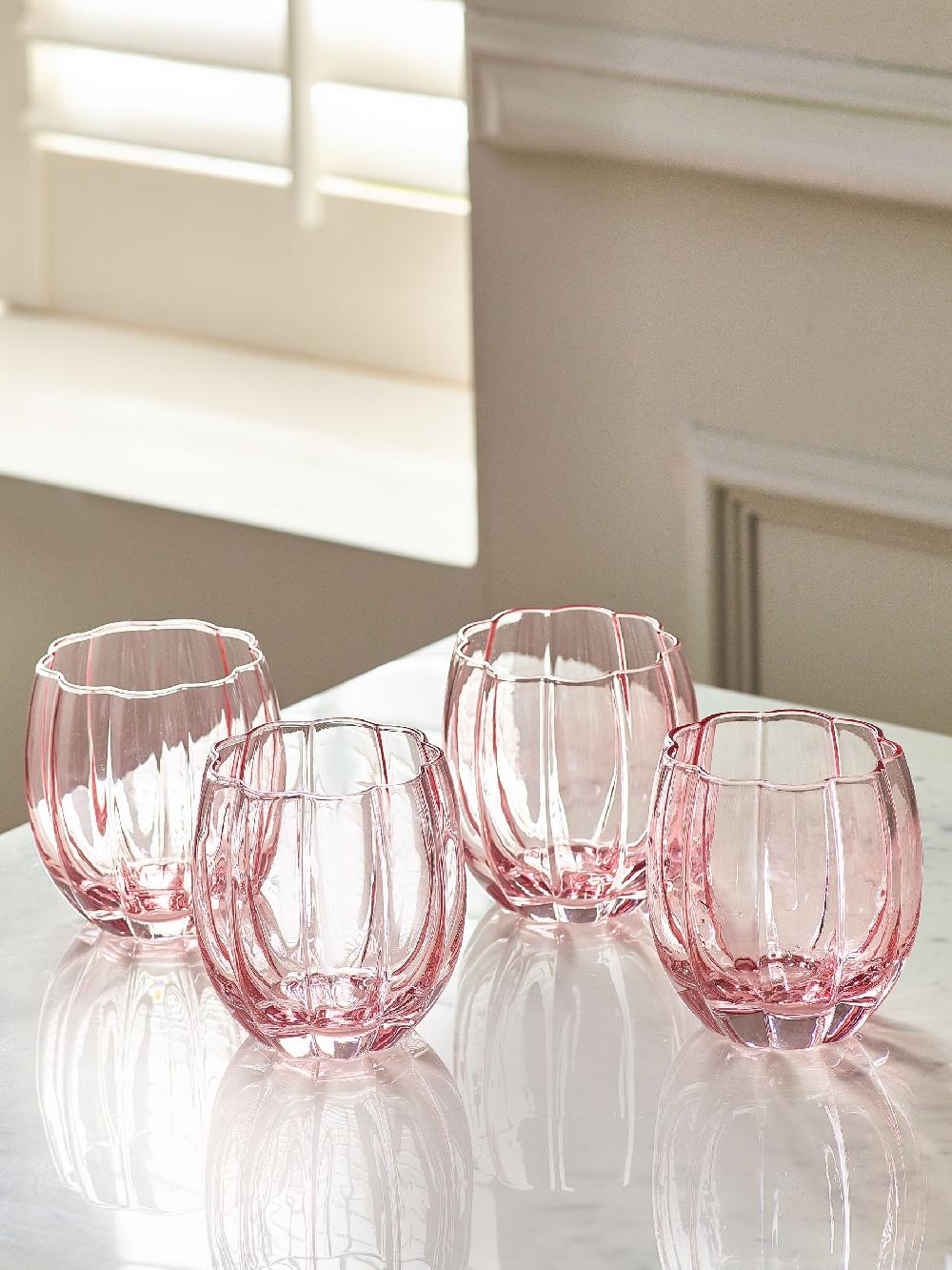 seraphine Ottilie Pink Set of 4 Short Tumbler Glasses