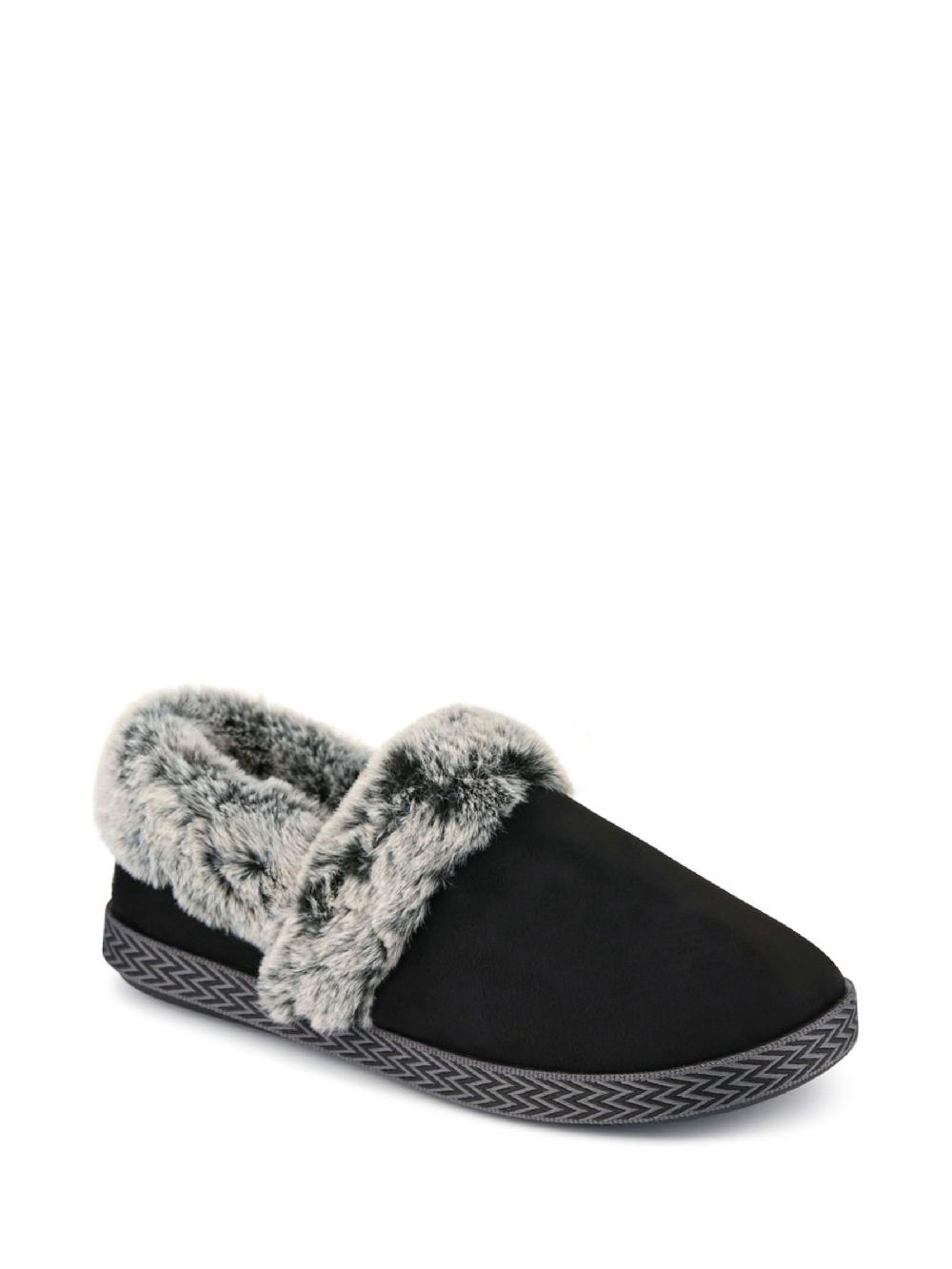 seraphine Pavers Black Warm Lined Memory Foam Slippers