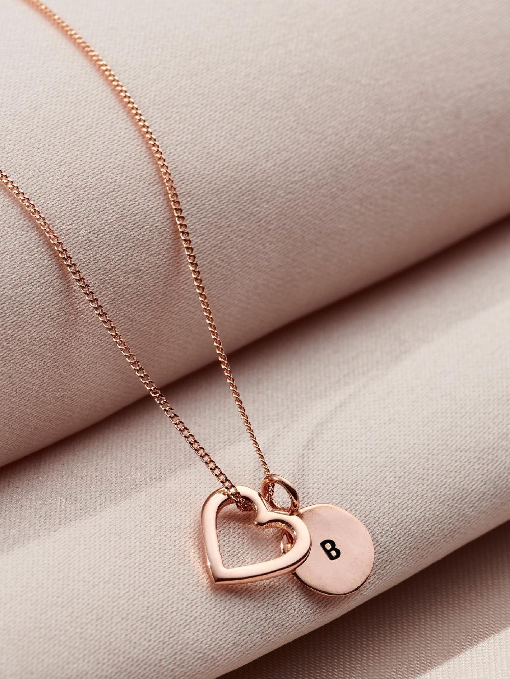 seraphine Personalised 9ct Heart And Tag Necklace by Posh Totty Designs