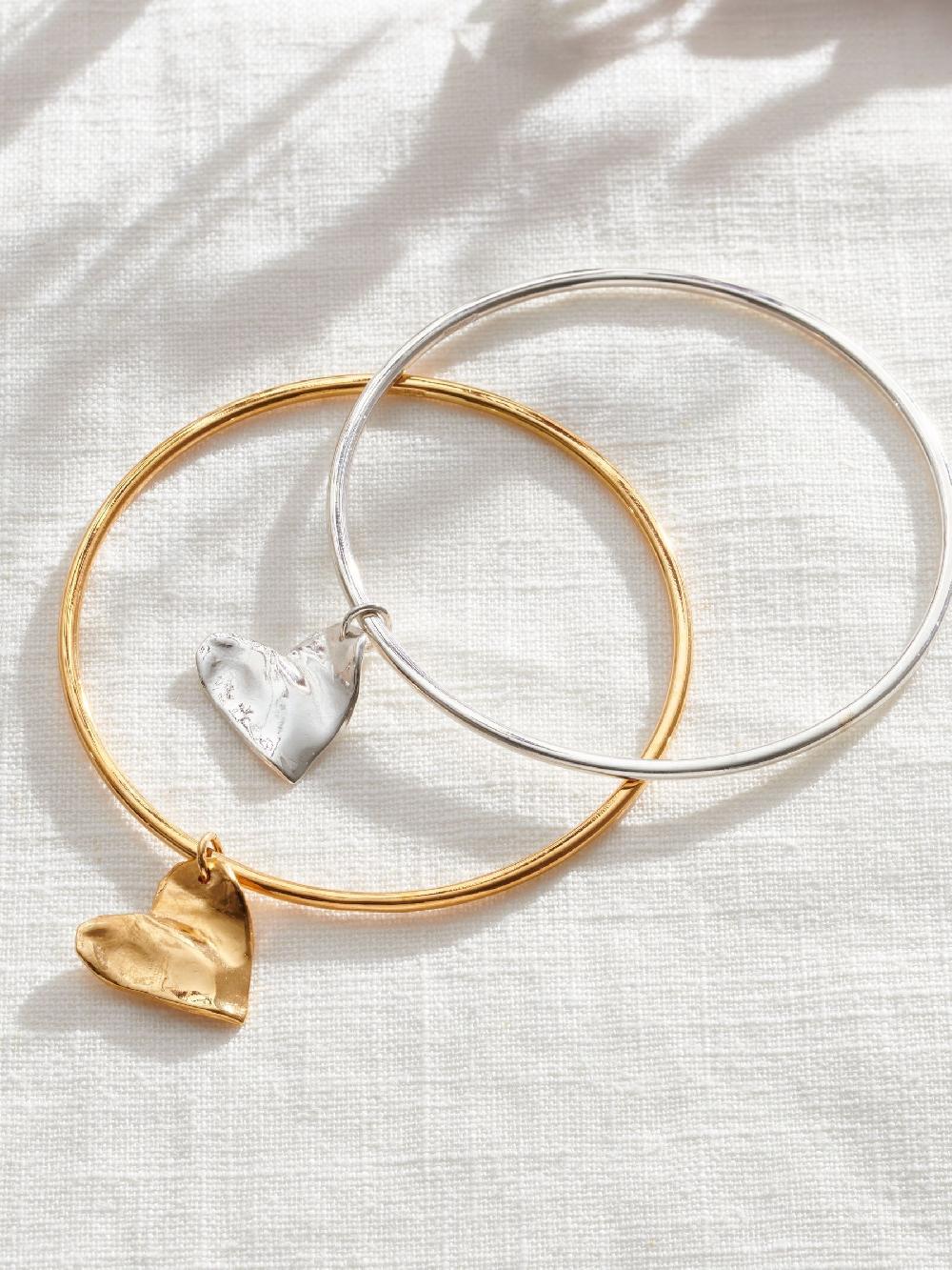 seraphine Personalised Fortune Heart Charm Bangle by Posh Totty Designs