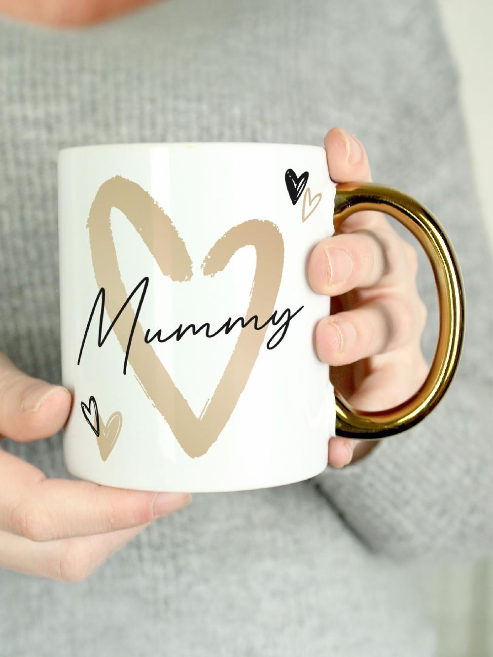 seraphine Personalised Hearts Gold Handled Mug by PMC