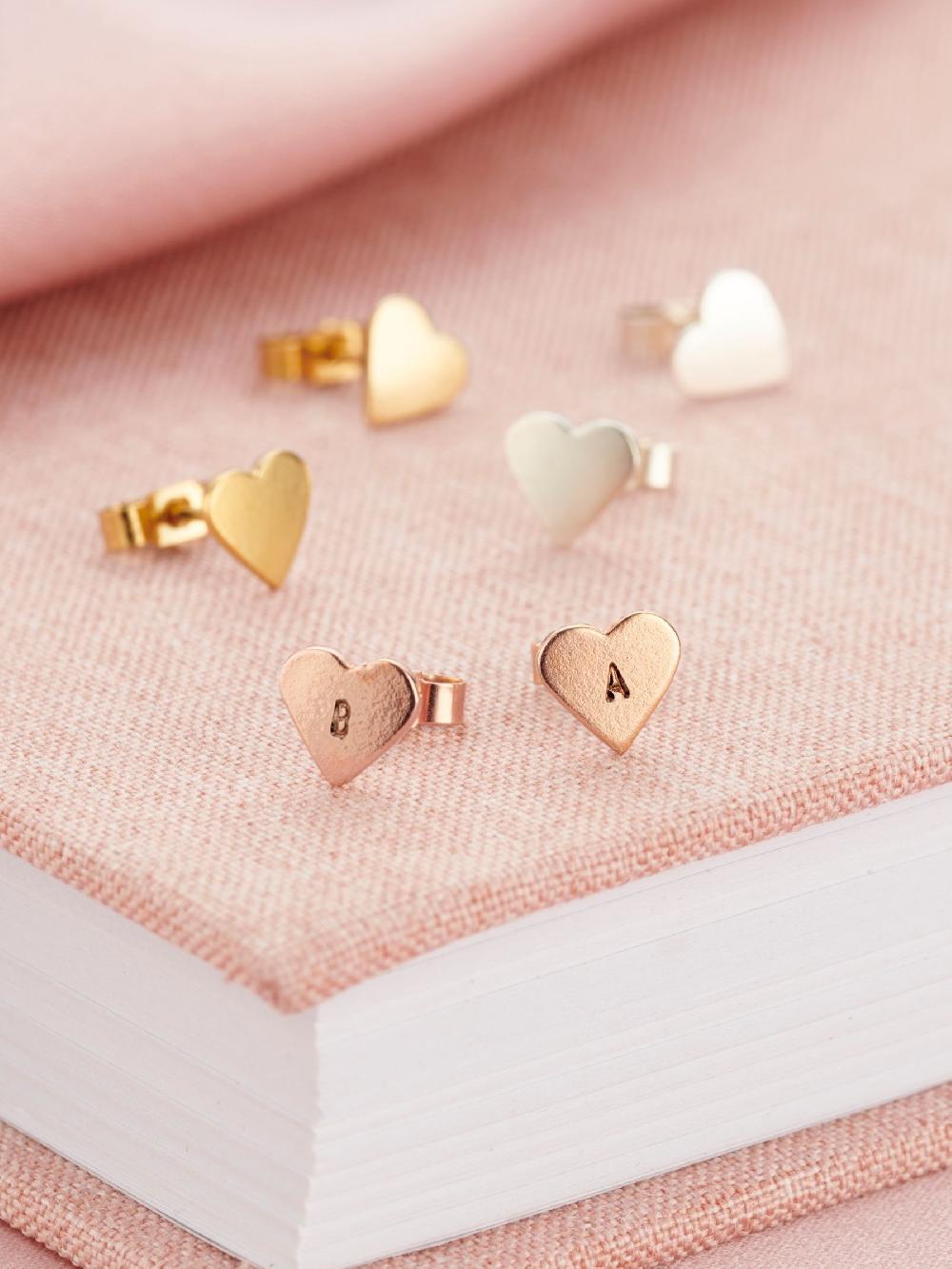 seraphine Personalised Mini Heart Stud Earrings By Posh Totty Designs