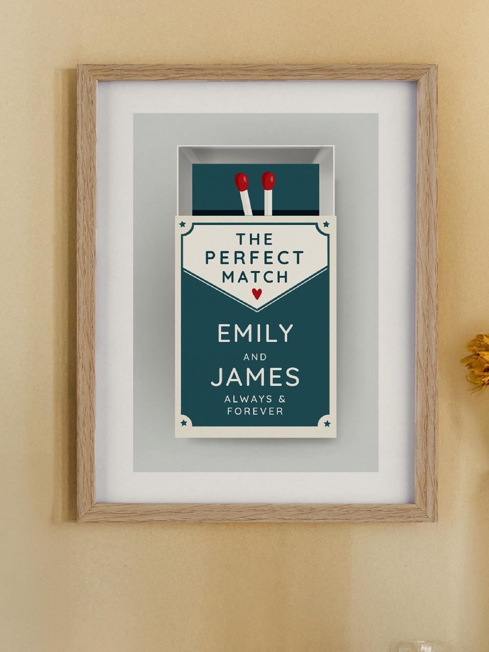 seraphine Personalised "The Perfect Match" Couples Oak Framed Print by PMC