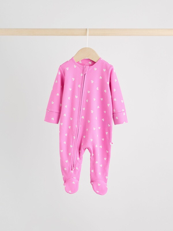 Seraphine Pink 3 Pack Two Way Zip Baby Sleepsuits (0-2yrs)