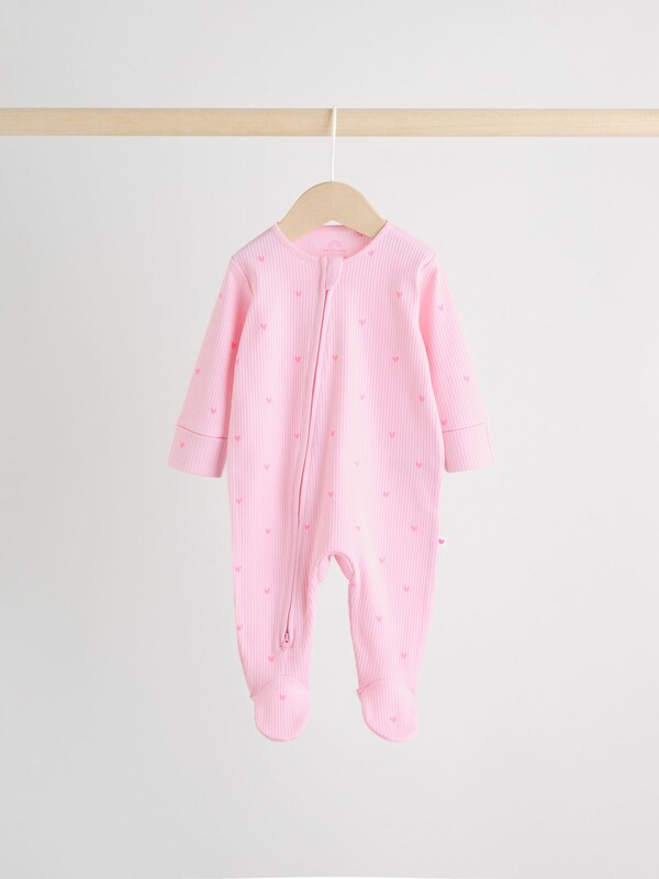 Seraphine Pink 3 Pack Two Way Zip Baby Sleepsuits (0-2yrs)