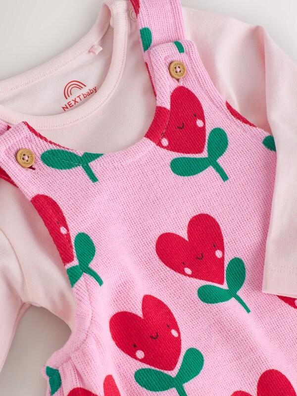 Seraphine Pink Baby Dungarees And Long Sleeve Bodysuits Set 2 Piece (0mths-3yrs)