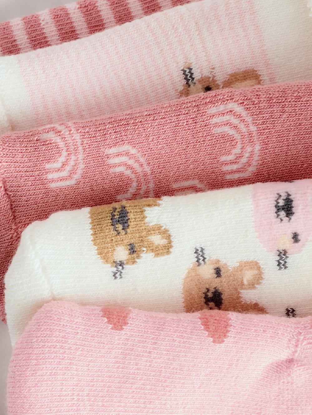 seraphine Pink Baby Roll Top Towelling Socks 5 Pack (0mths-2yrs)