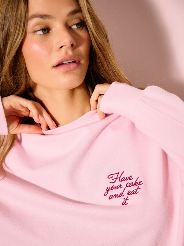 Seraphine Pink Beaded Cake Graphic Hearts And Valentines Long Sleeve Sweat Top