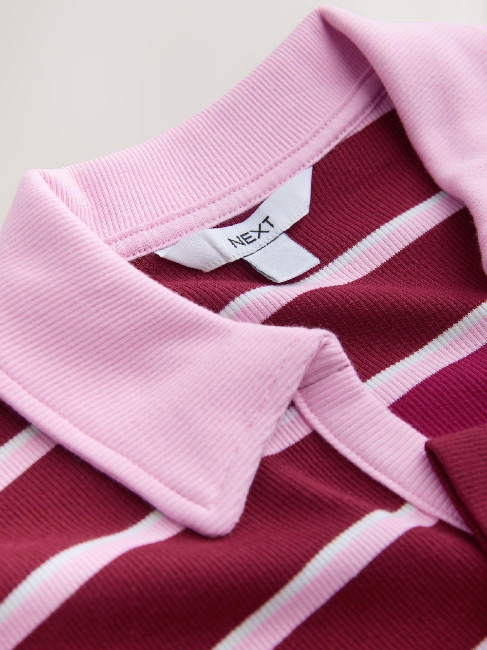 seraphine Pink/Berry Stripe Henley Long Sleeve Button Down Top