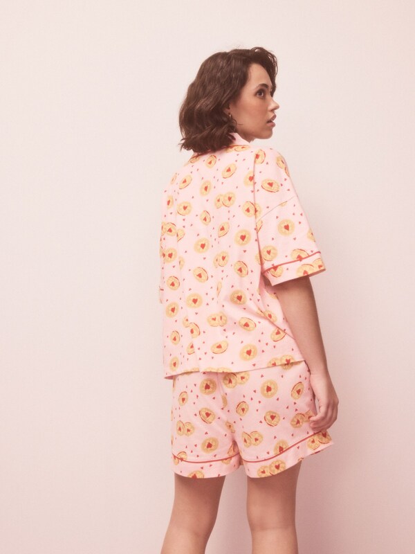 Seraphine Pink Biscuit Jersey Button Through Short Set Pyjamas