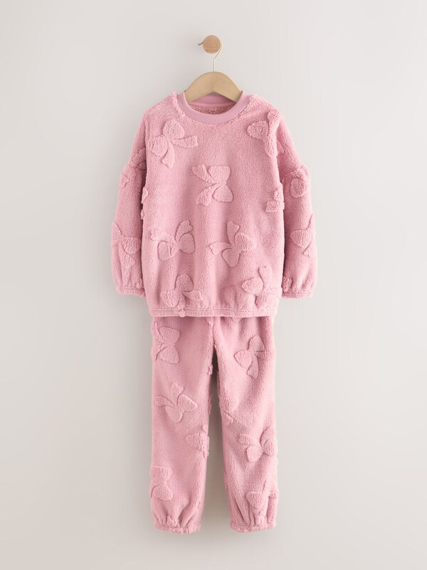 Seraphine Pink Bow Fleece Jacquard Pyjamas Set 2 Piece (2-16yrs)
