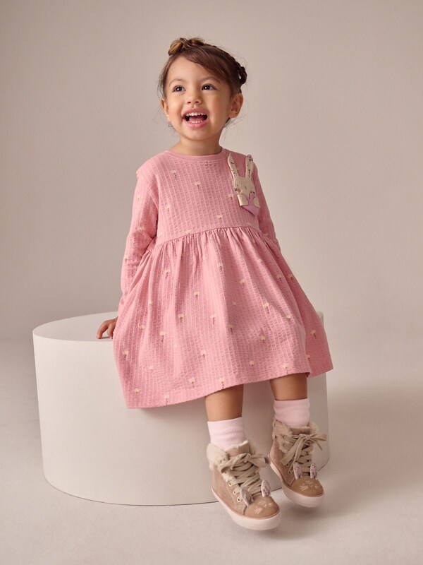Seraphine Pink Bunny Long Sleeve Embellished Dress (3mths-7yrs)