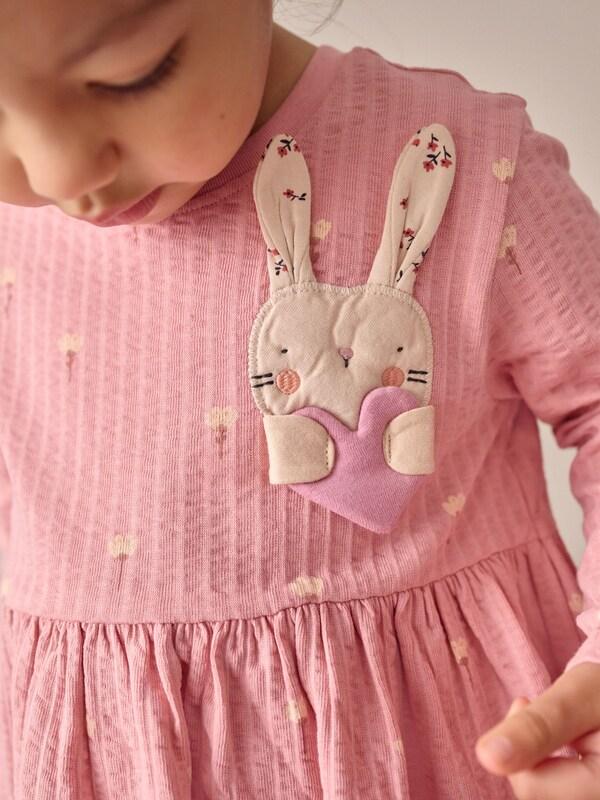 Seraphine Pink Bunny Long Sleeve Embellished Dress (3mths-7yrs)