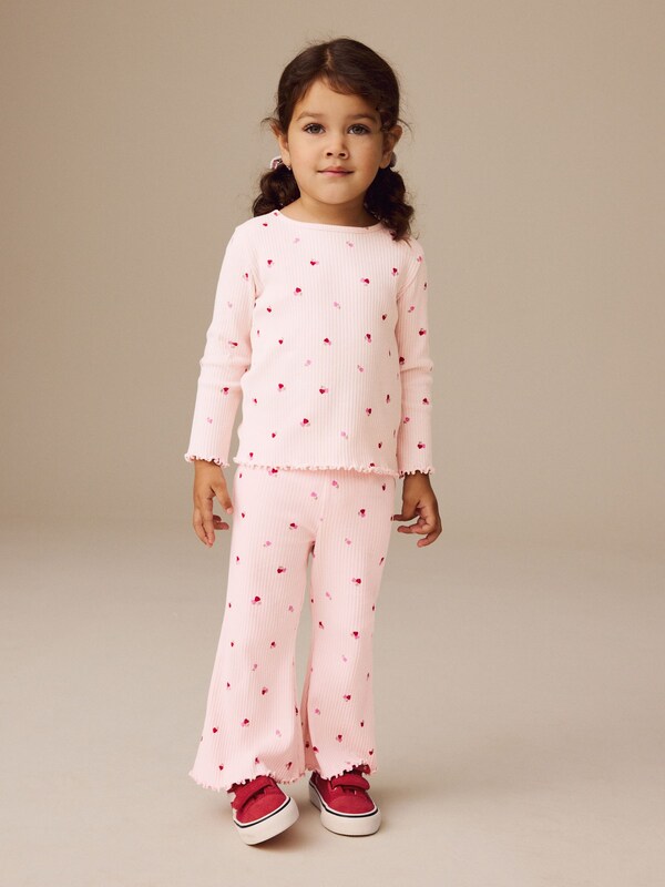 Seraphine Pink Cherry Hearts Rib Flare Leggings (3mths-7yrs)