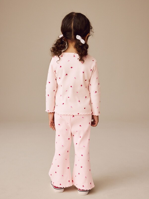 Seraphine Pink Cherry Hearts Rib Flare Leggings (3mths-7yrs)