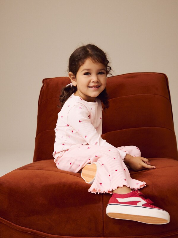 Seraphine Pink Cherry Hearts Rib Flare Leggings (3mths-7yrs)