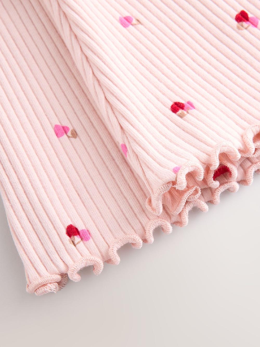 seraphine Pink Cherry Hearts Rib Flare Leggings (3mths-7yrs)