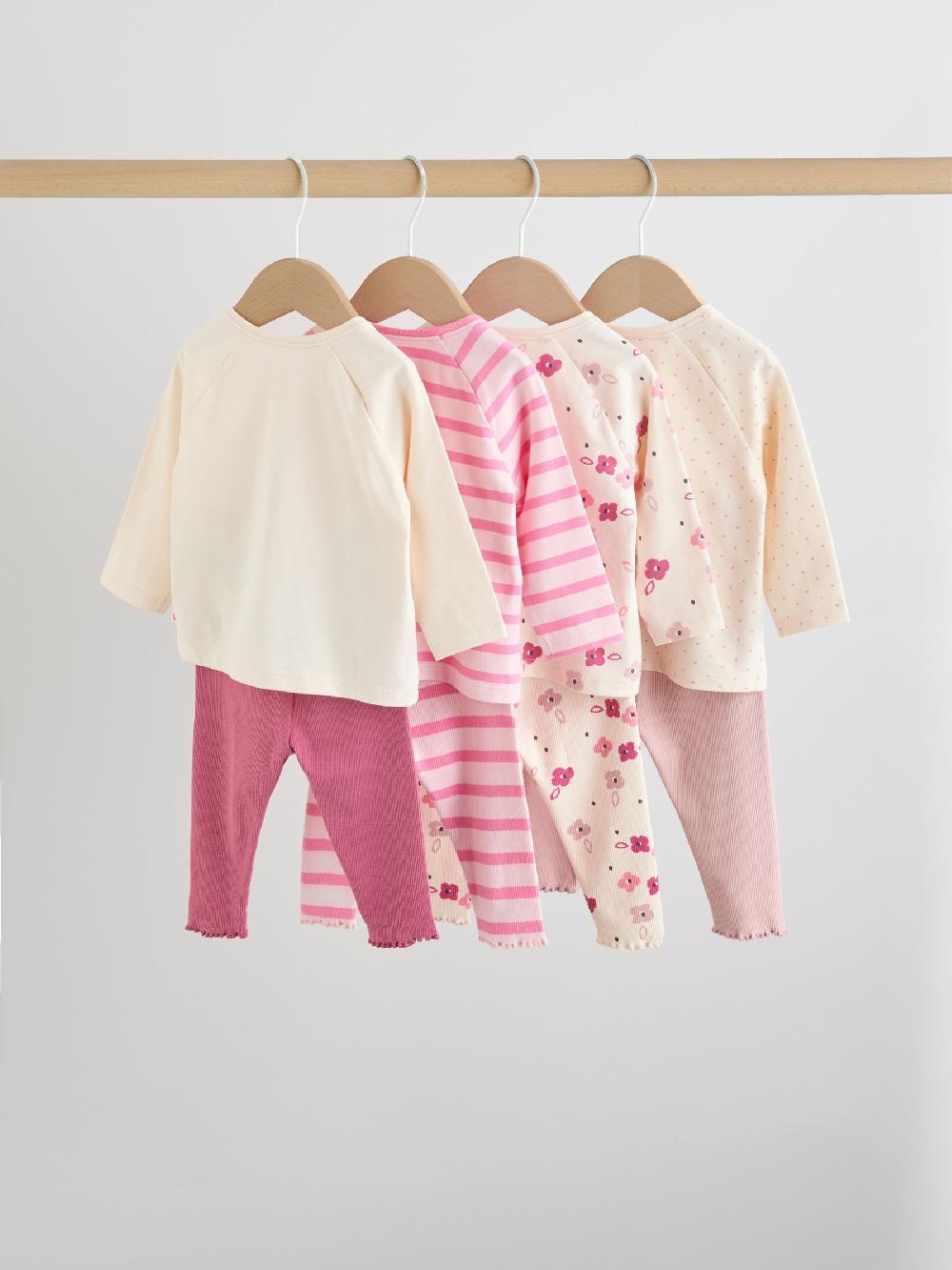 seraphine Pink/Cream Flower Baby Long Sleeve Top and Leggings Set 8 Piece (0mths-2yrs)