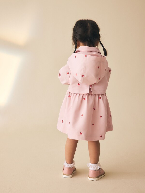 Seraphine Pink Embroidery Shower Resistant Button Front Coat (3mths-7yrs)