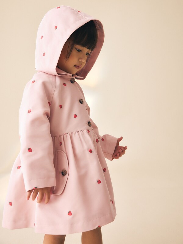 Seraphine Pink Embroidery Shower Resistant Button Front Coat (3mths-7yrs)