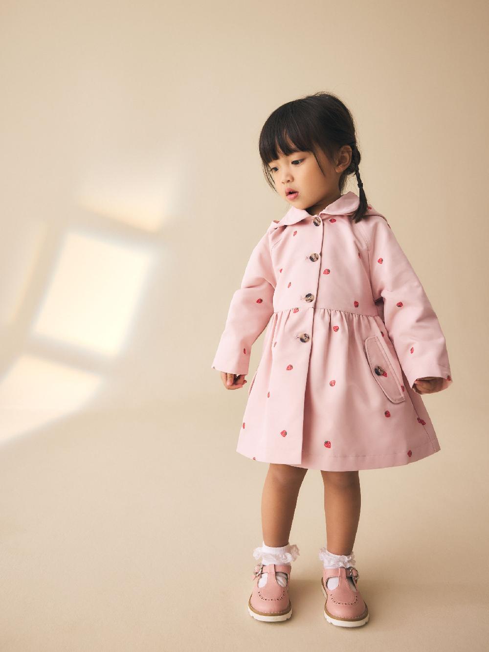 seraphine Pink Embroidery Shower Resistant Button Front Coat (3mths-7yrs)