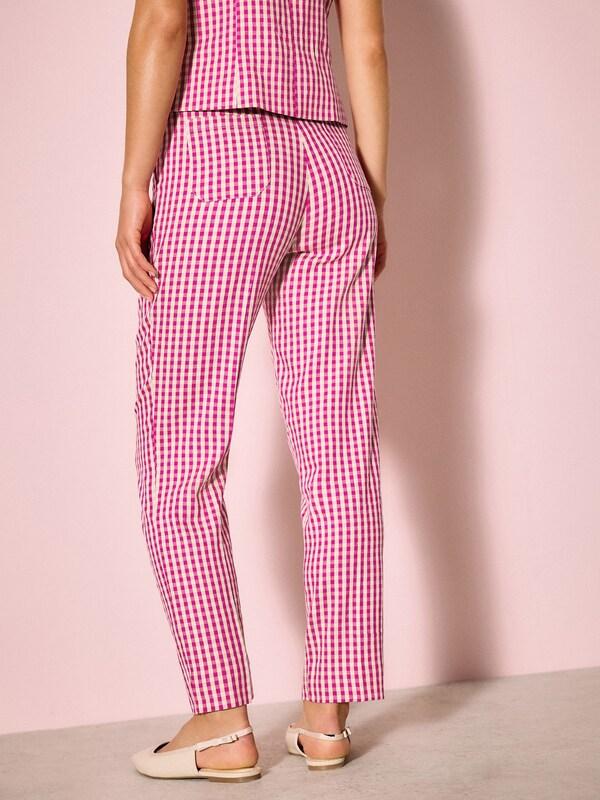 Seraphine Pink Gingham Straight Leg Trousers With Linen