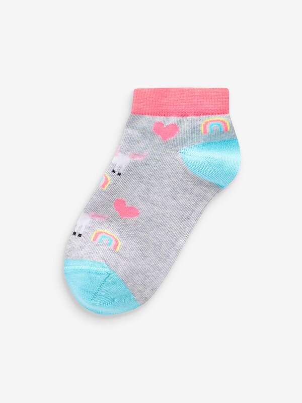 Seraphine Pink/Grey/Purple 5 Pack Cotton Rich Unicorn Character Trainer Socks