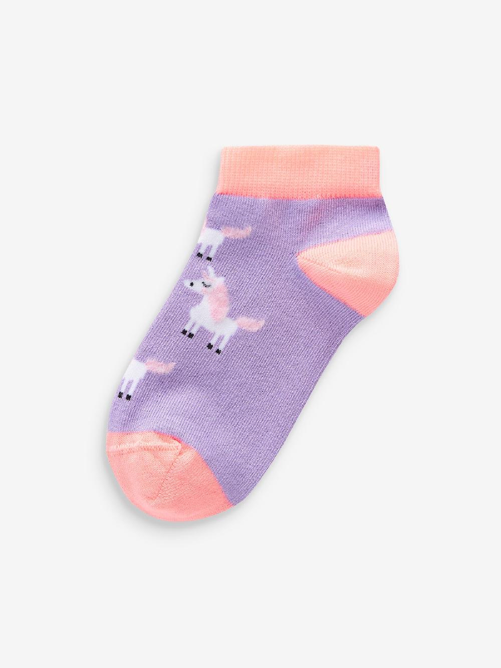 seraphine Pink/Grey/Purple 5 Pack Cotton Rich Unicorn Character Trainer Socks
