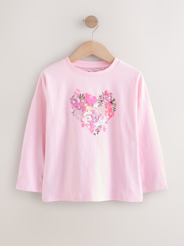 Seraphine Pink Heart Long Sleeve Sequin Top (3-16yrs)