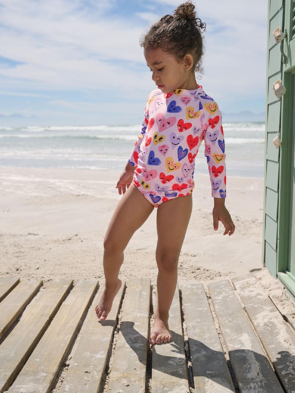 seraphine Pink Heart Long Sleeve Sunsafe Swim Set (3mths-7yrs)