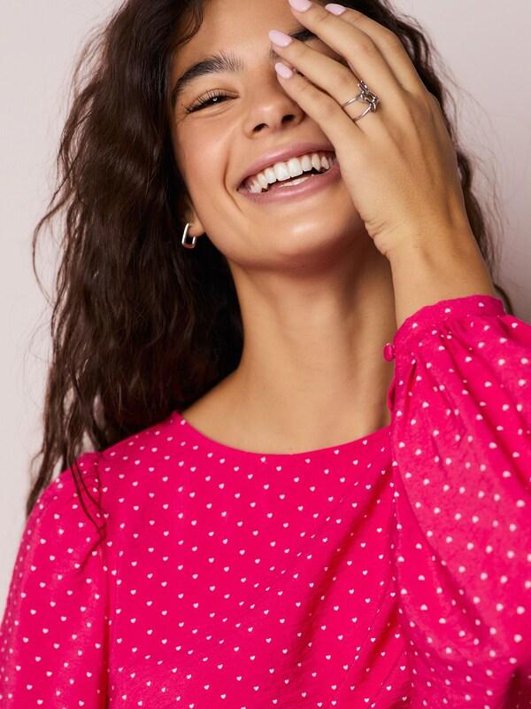 Seraphine Pink Heart Print Mini Long Sleeve A-Line Seam Detail Dress