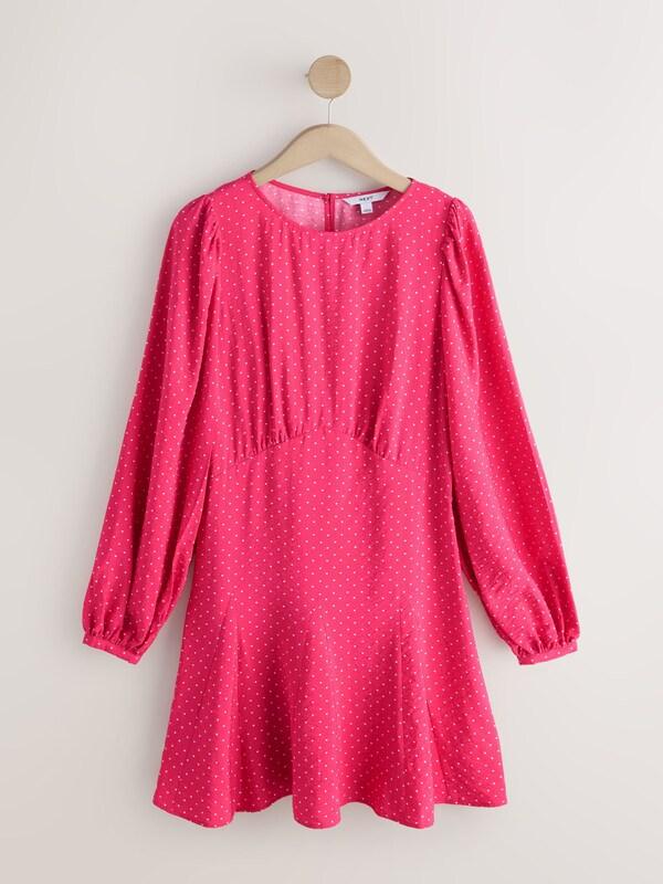 Seraphine Pink Heart Print Mini Long Sleeve A-Line Seam Detail Dress