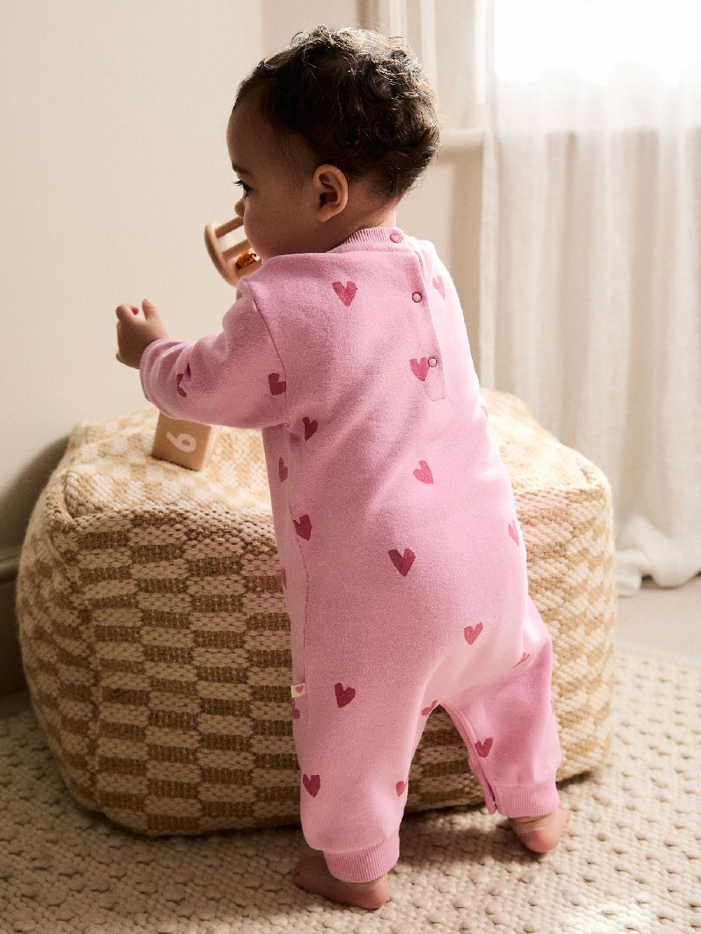 seraphine Pink Heart Printed Jersey Baby Romper (0mths-3yrs)