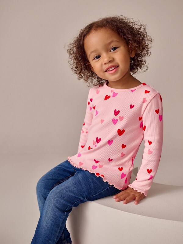 Seraphine Pink Heart Rib Long Sleeve T-Shirt (3mths-7yrs)